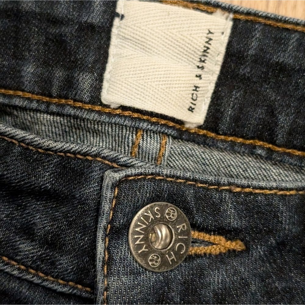 Rich & Skinny Womens 28 Slim Leg Jeans Dark Wash Designer Premium Denim Made USA - Picture 3 of 6